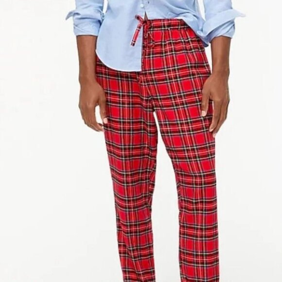 J. Crew Yarn-dyed Cotton Flannel Red Plaid Pajama Lounge Pants Size S Holiday - Picture 10 of 10
